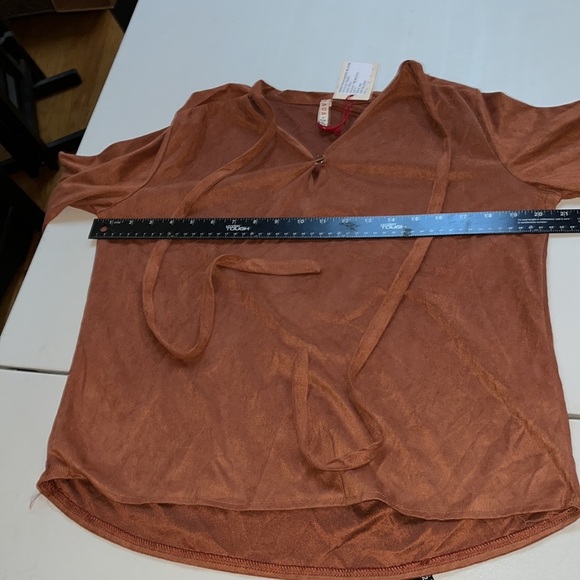 Raga size small brown faux suede long sleeve peasant style NWOT - Picture 7 of 12
